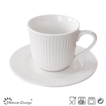 Taza de té y platillo de porcelana en relieve Morning Glory Porcerlain